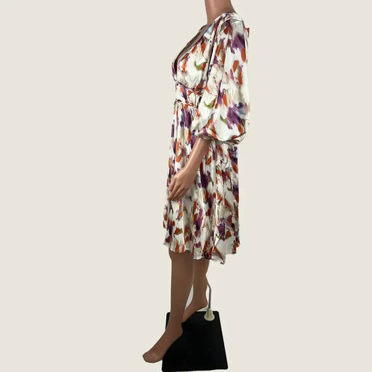 Side View of the Divine Avenue Floral Midi Dress