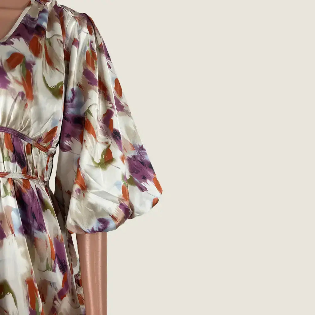 Front Sleeve View of the Divine Avenue Floral Midi Dress