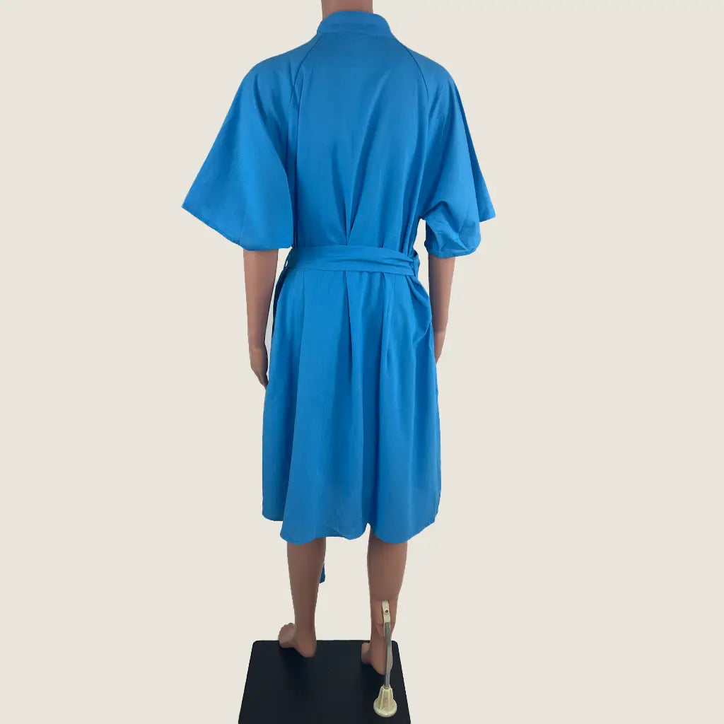 Back View of the Divine Avenue Summer Aqua Dress