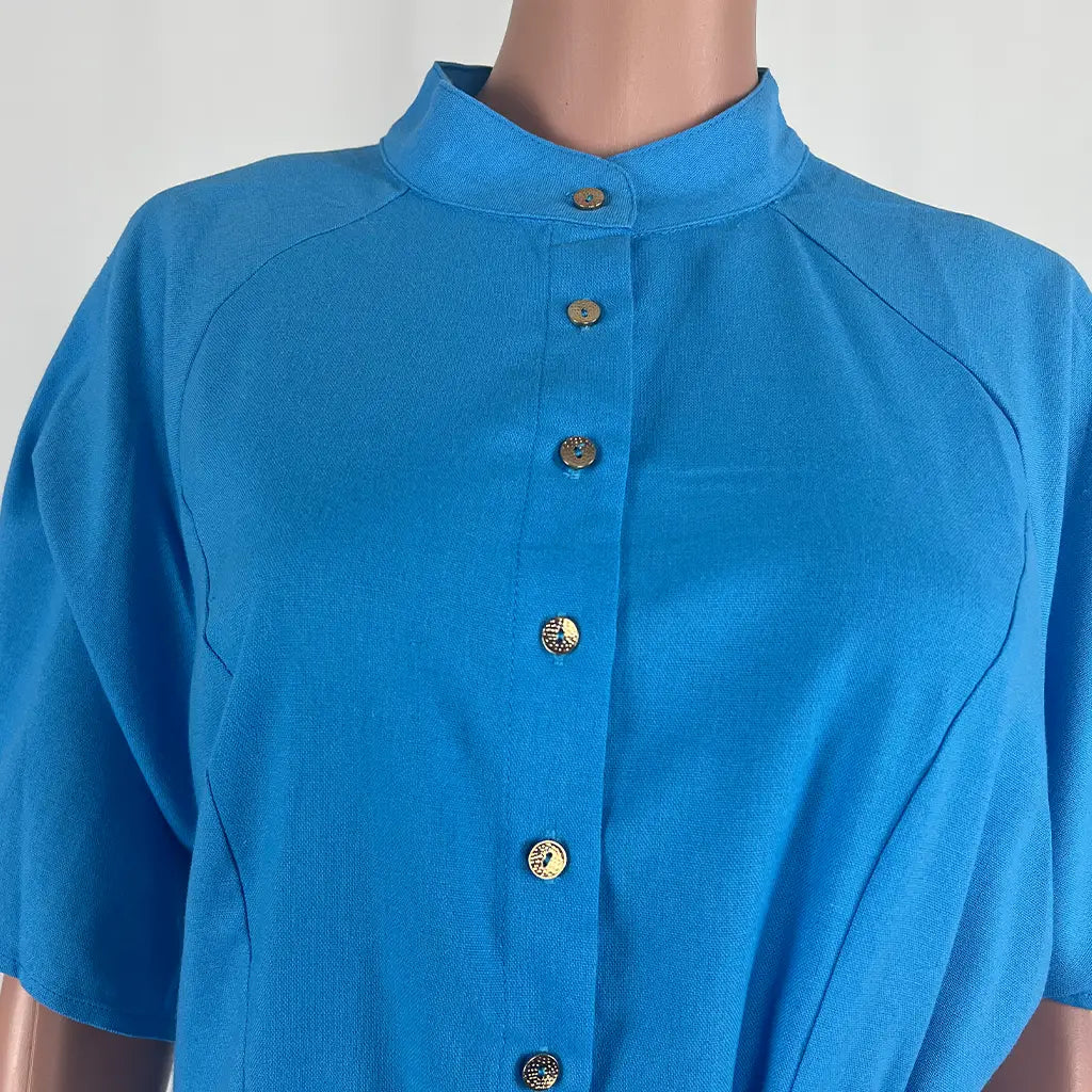 Front Detail View of the Divine Avenue Summer Aqua Dress