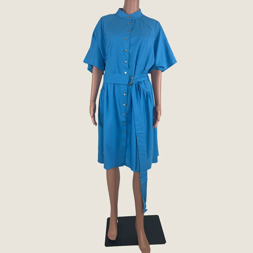 Front View of the Divine Avenue Summer Aqua Dress