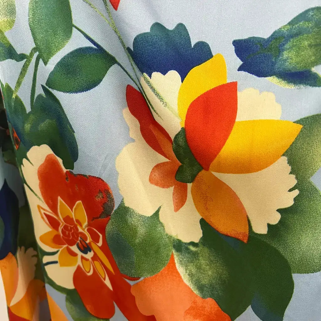 Fabric Detail on the Divine Avenue Midi Floral Dress Front Cut Out