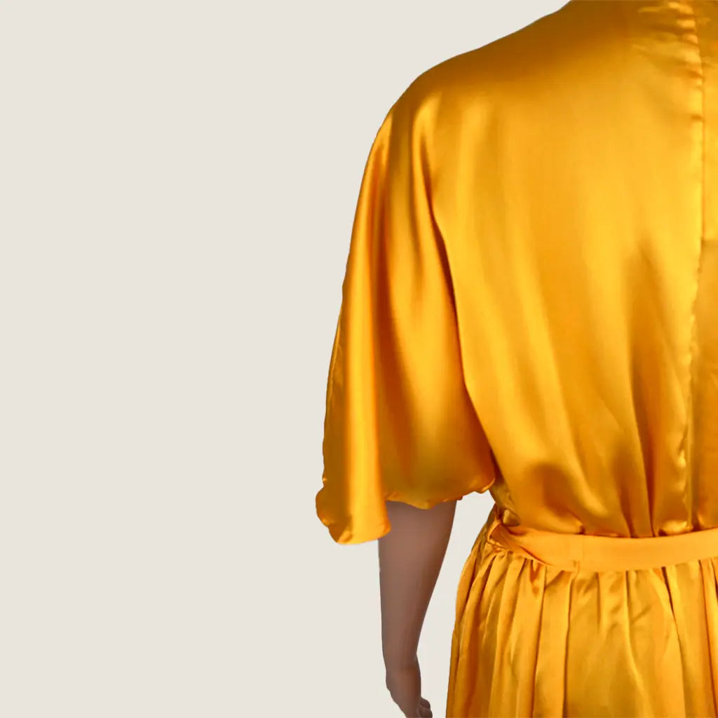 Back Shoulder Detail View of the Divine Avenue Orange Summer Midi Dress