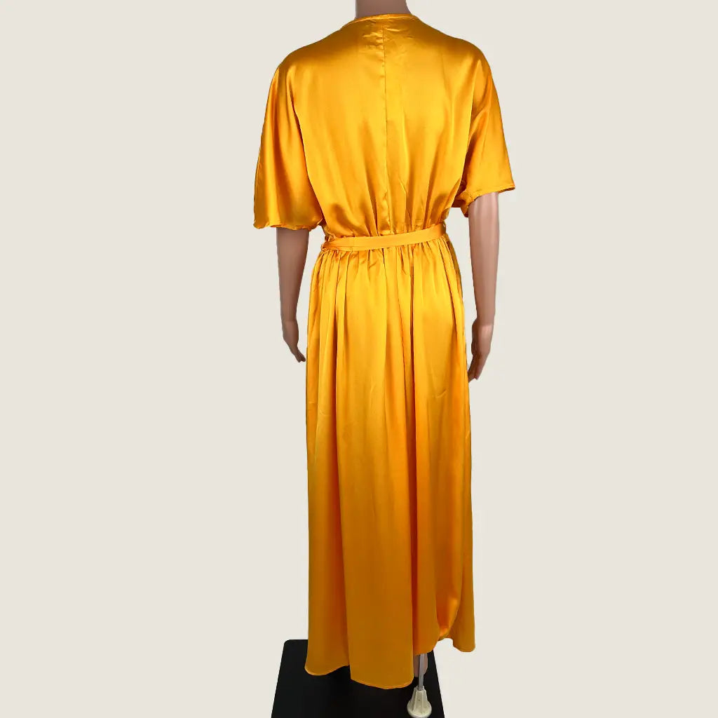 Back View of the Divine Avenue Orange Summer Midi Dress