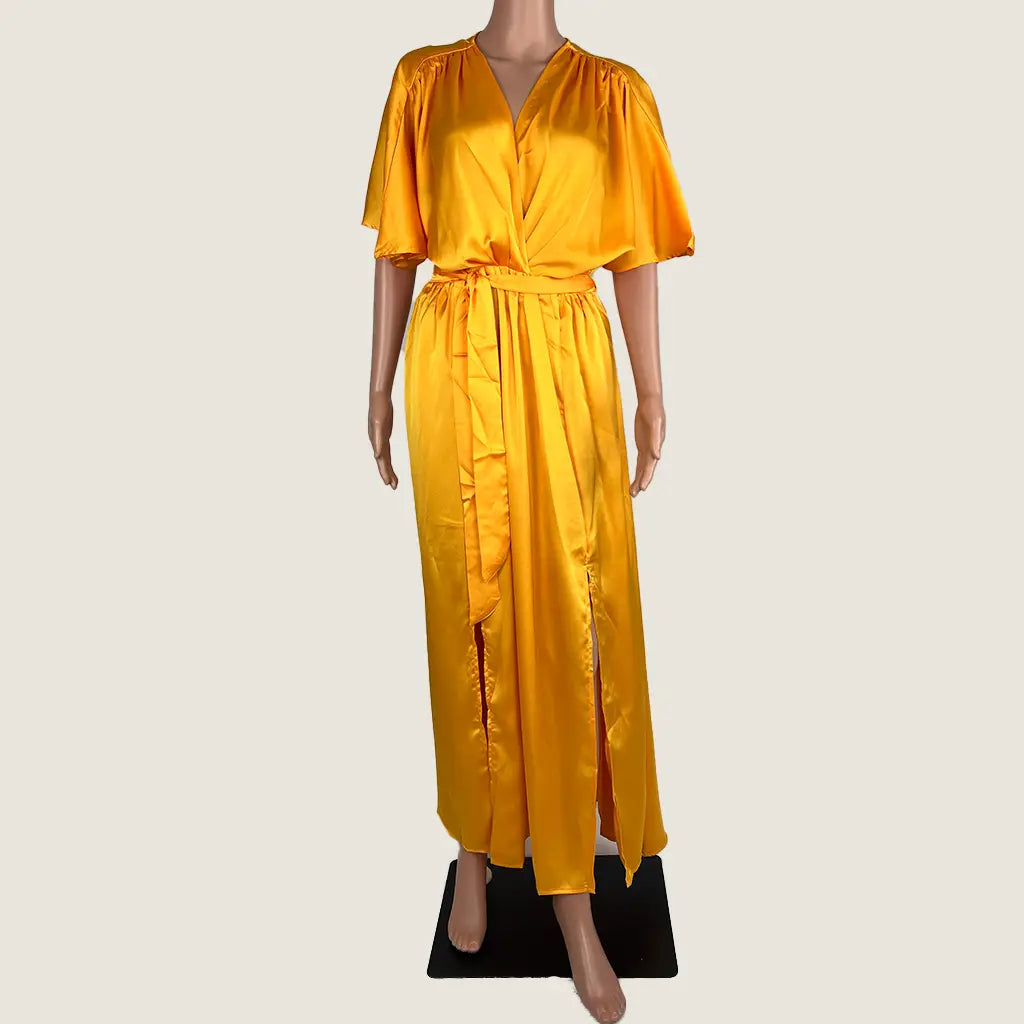Front View of the Divine Avenue Orange Summer Midi Dress