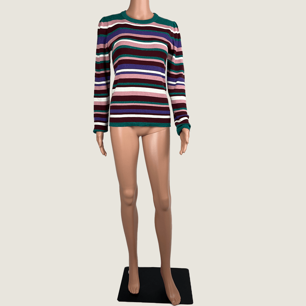 Front view of a Dotti Striped Knit Long Sleeve Jumper