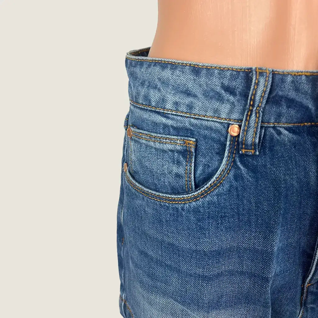 Front detail view of the Dricoper Denim Nadia High Shorts