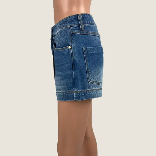 Side view of the Dricoper Denim Nadia High Shorts