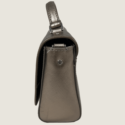 Side View of the Ecco Metallic Bronze Handbag With Detachable Shoulder Strap