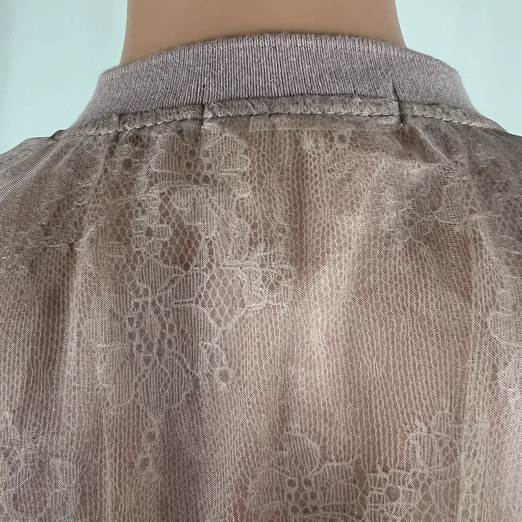 Back collar view of the Eileen Pink Sheer Floral Embroidered Jacket