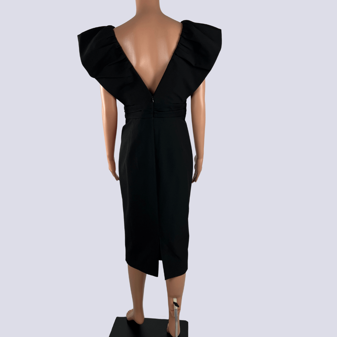 Back view of the Elle Zeittone Black Fan Sleeve Dress