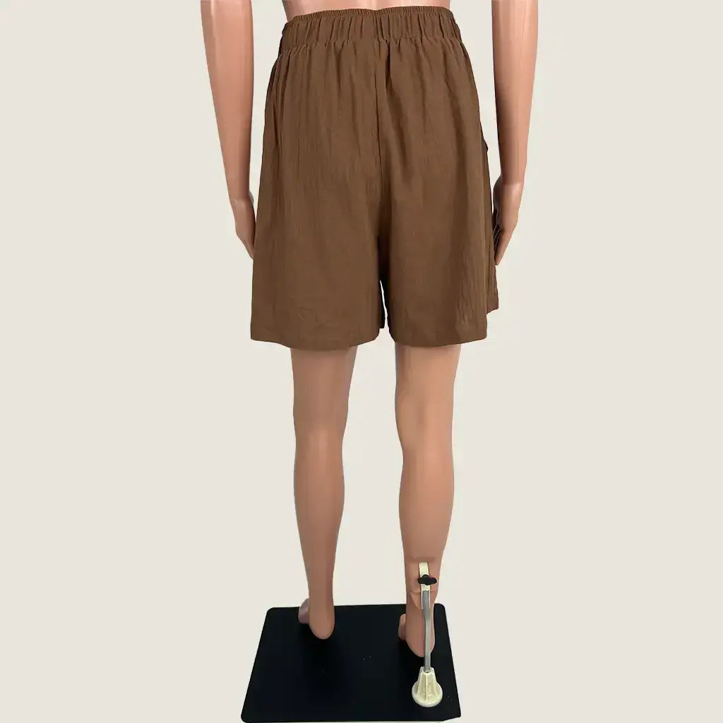 Back View of the Emery Rose Brown Front Tie Short