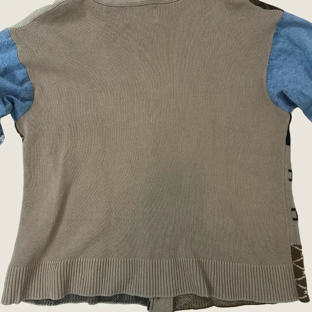 Back Detail View of the Eos La Mode Patch Work Cardigan