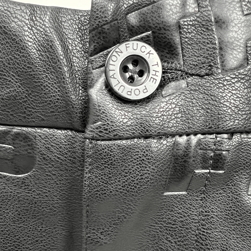 FTP All Over Print Faux Leather Pants Waist Detail