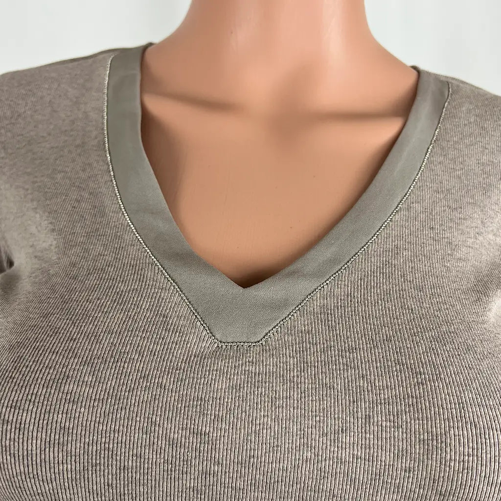 Front Collar View of the Fabiana Filippi Long Sleeve T-Shirt