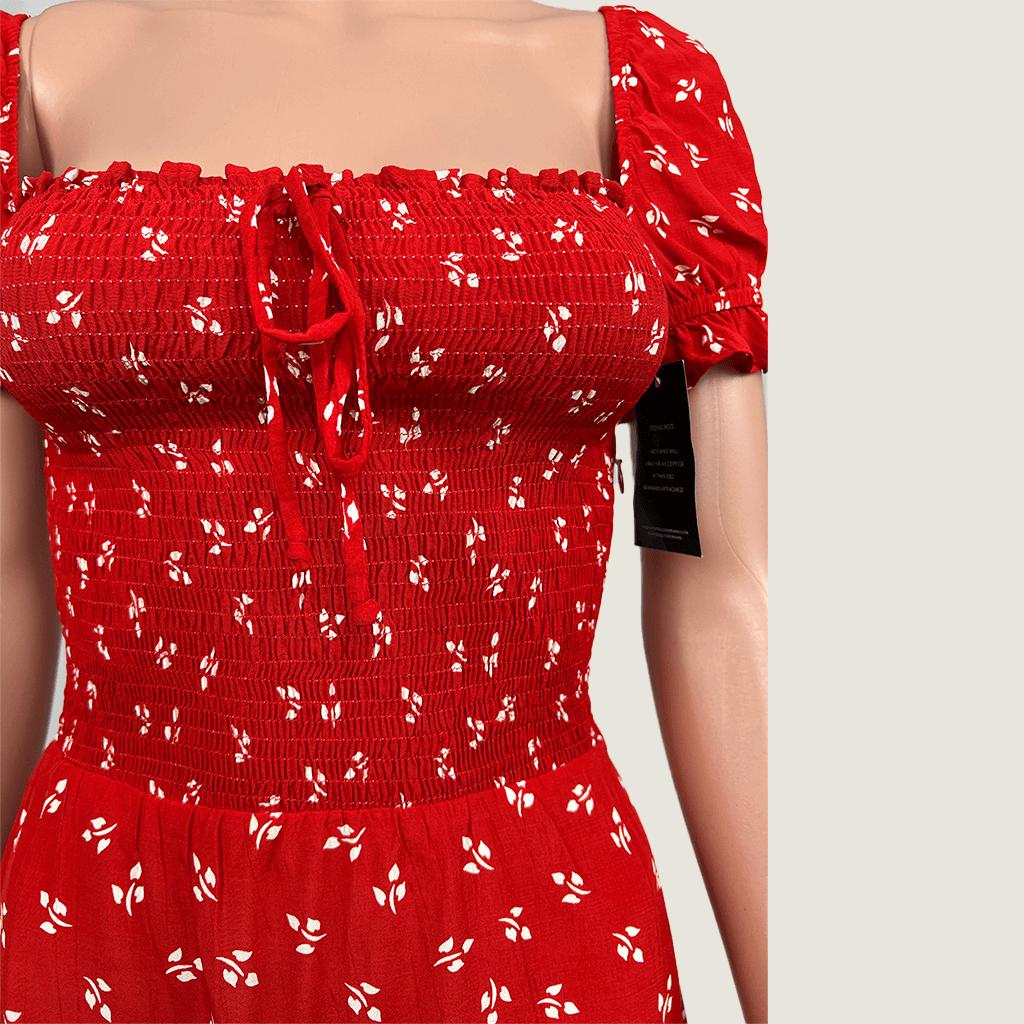 Faithful The Brand Genevieve Cherry Red Mini Dress Bust Detail