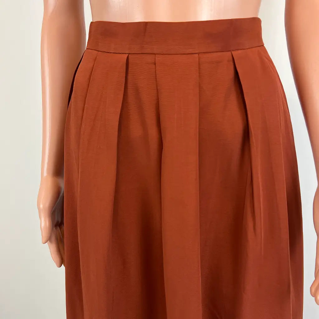 Back Detail View of the Forcast Annalia Pleated Tan Skirt