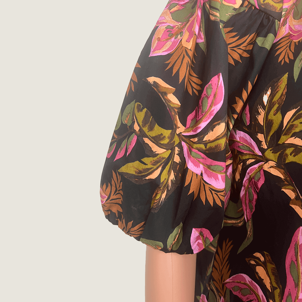 French Connection Tropical Print Women's Top Sleeve Side Detail
