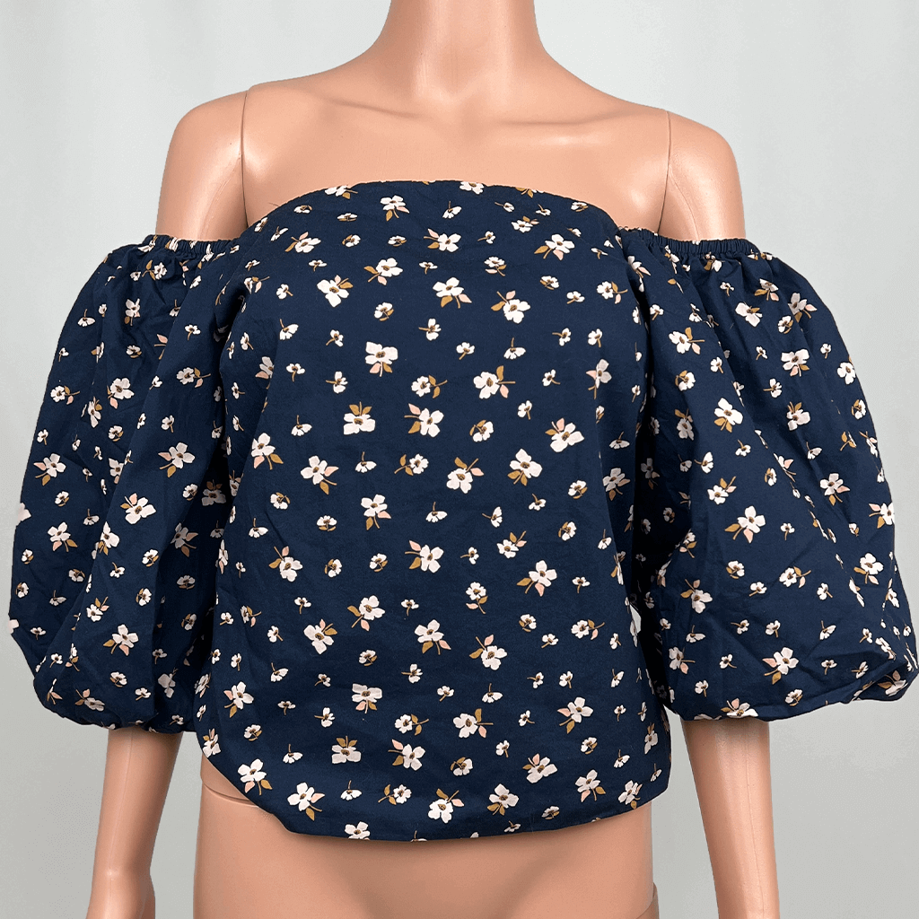 French Connection Puff Shirring Top Off The Shoulder