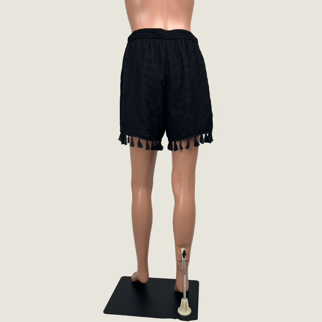 French Connection Embroidered Shorts With Tassels Back