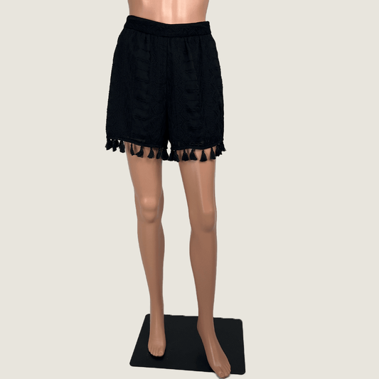 French Connection Embroidered Shorts With Tassels Front