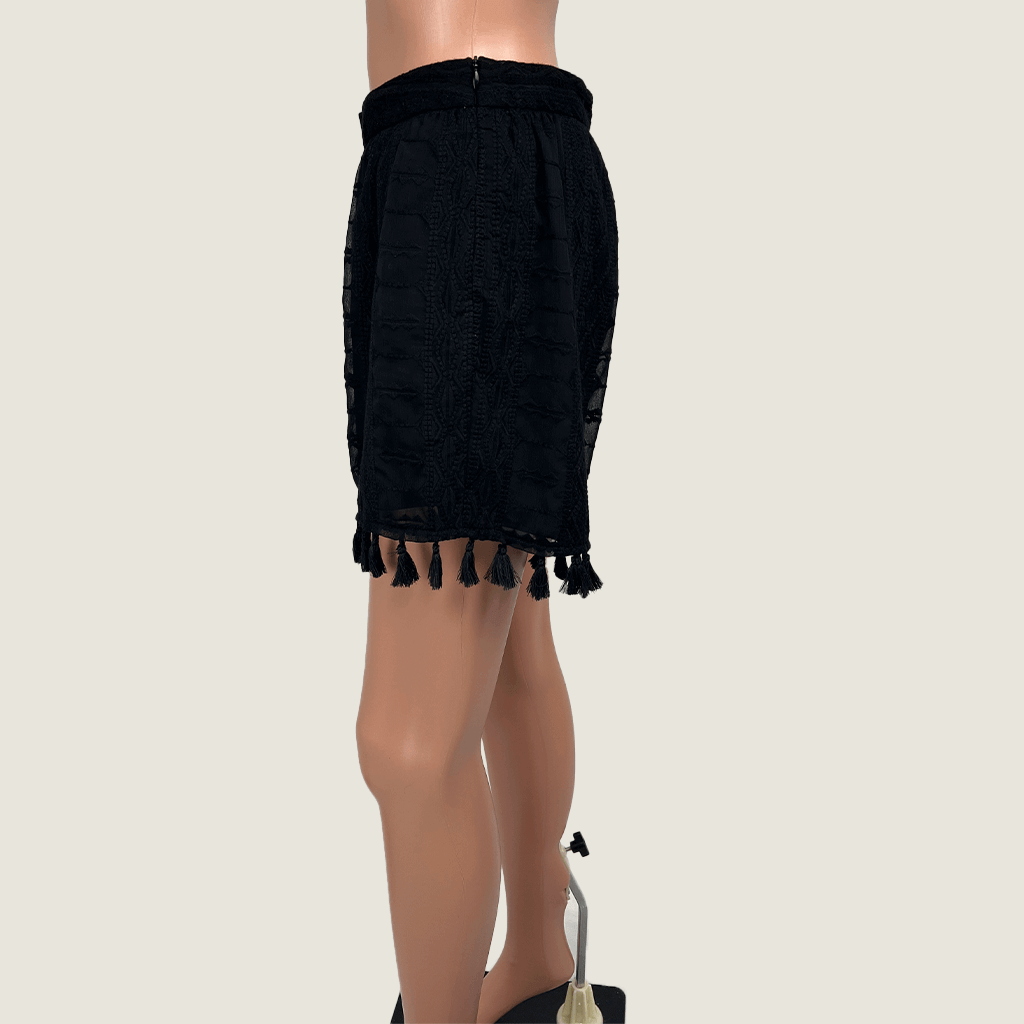 French Connection Embroidered Shorts With Tassels Side
