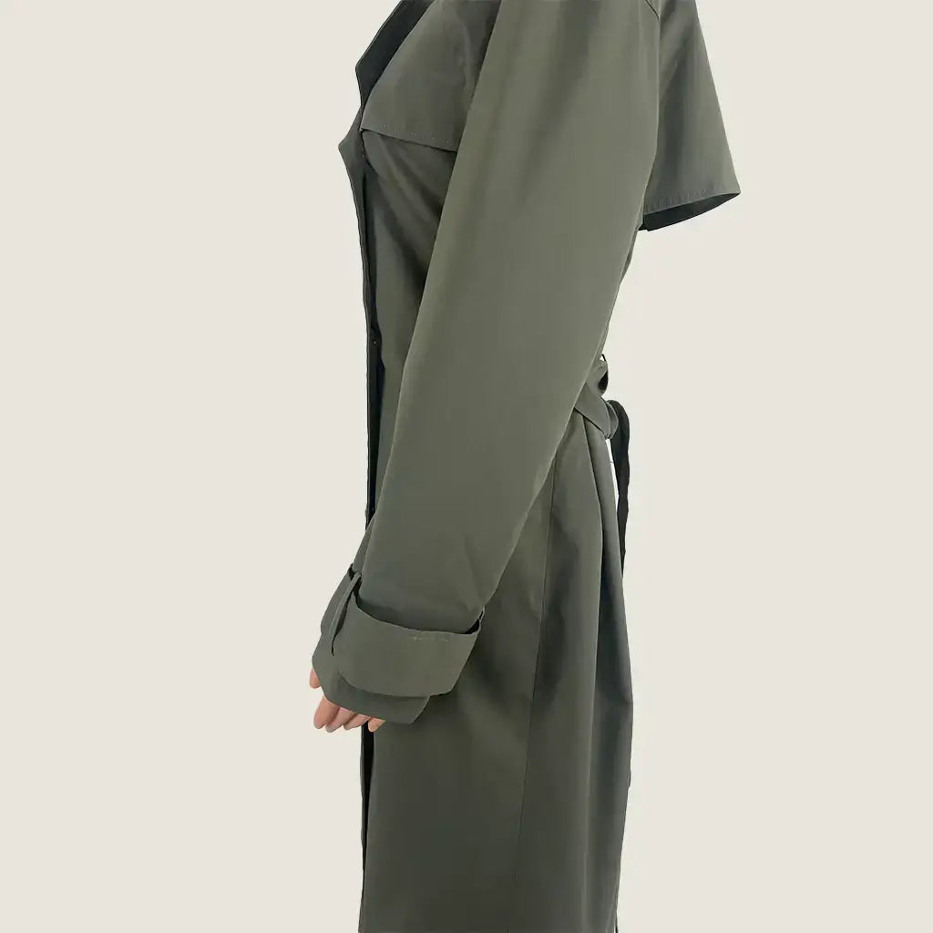 Side Detail View of the Glassons Classic Longline Trench Coat