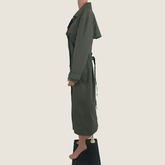 Side View of the Glassons Classic Longline Trench Coat