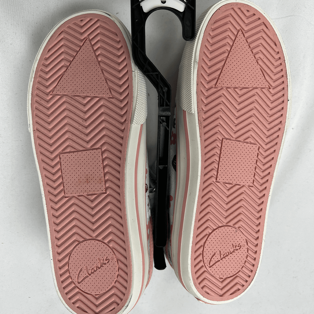 Clarks Girls Lizzie Peach Flower Shoes Sole