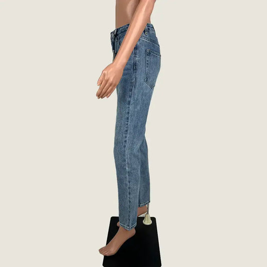 Side View of the Glassons Riley Vintage Wash Mid Rise Jean