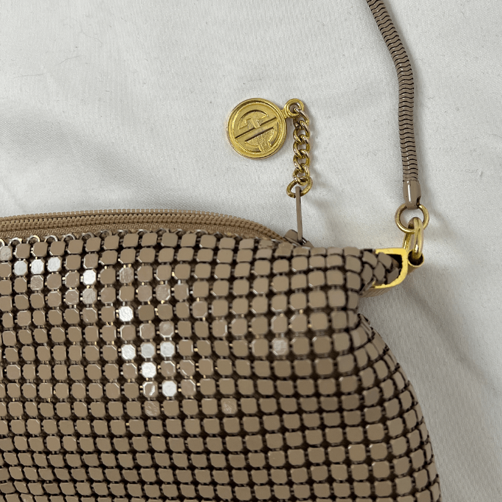 Glomesh Retro Beige Evening Shoulder Bag Detail