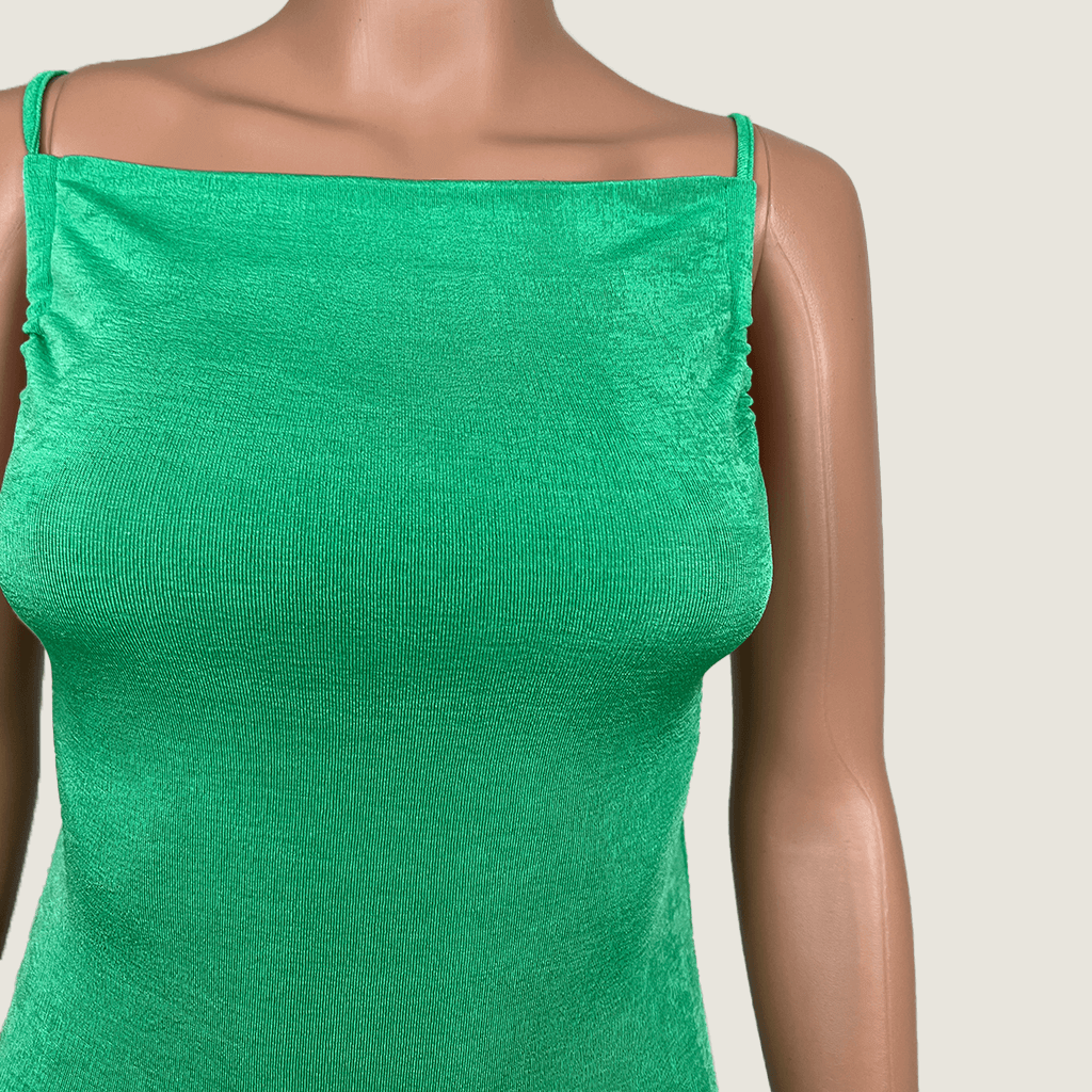 Metallic Green Maxi Backless Tube Dress Top Detail