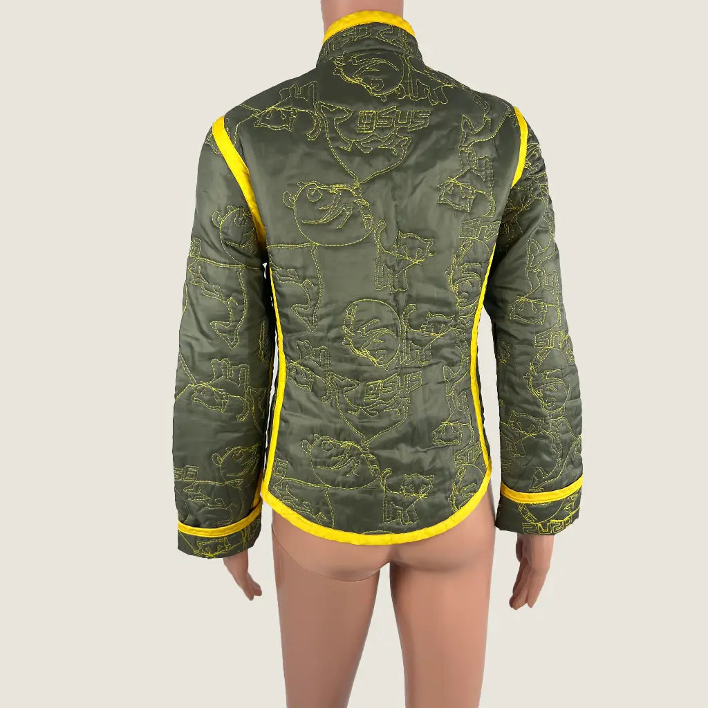 Back View of the Gsus Sindustries Woman's Fitted Quilted Jacket Patched