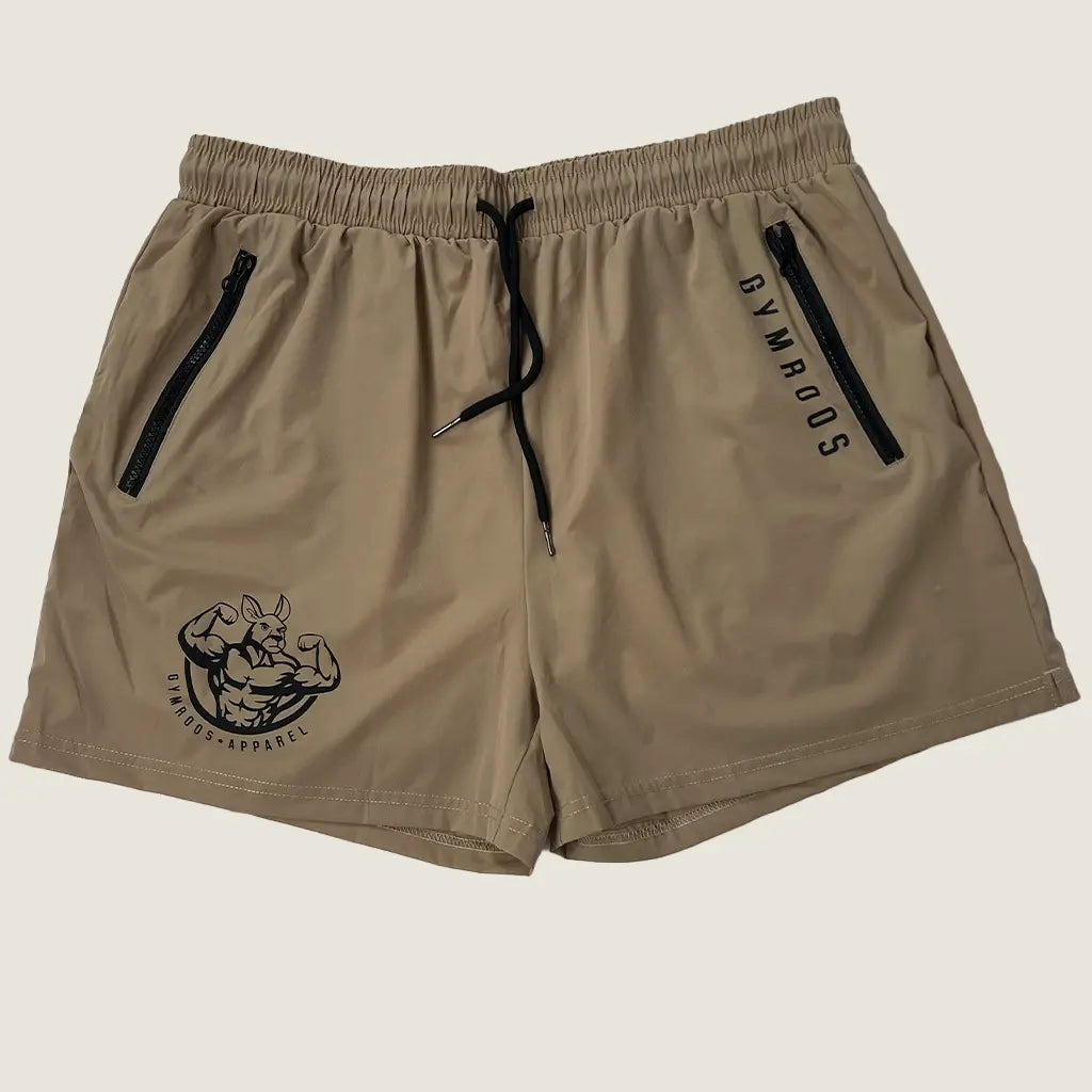 Front View of Roo Men's Shorts Khaki