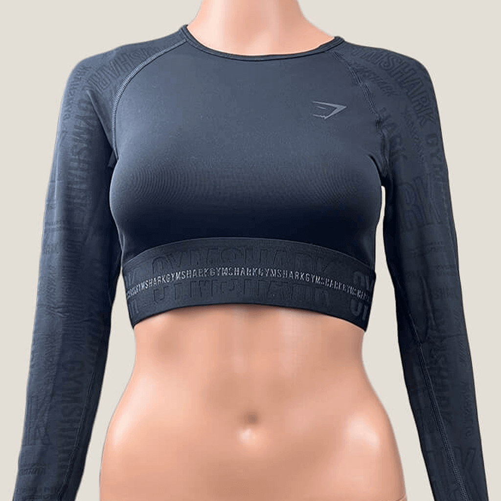GymShark Black Long Sleeve Crop Shop Front