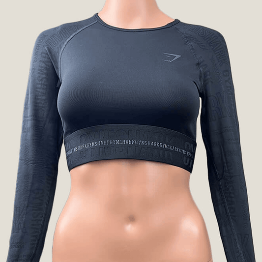 GymShark Black Long Sleeve Crop Shop Front