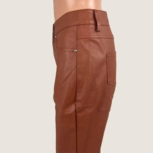 Side detail view of the Heine Coated Brown Women's Pant
