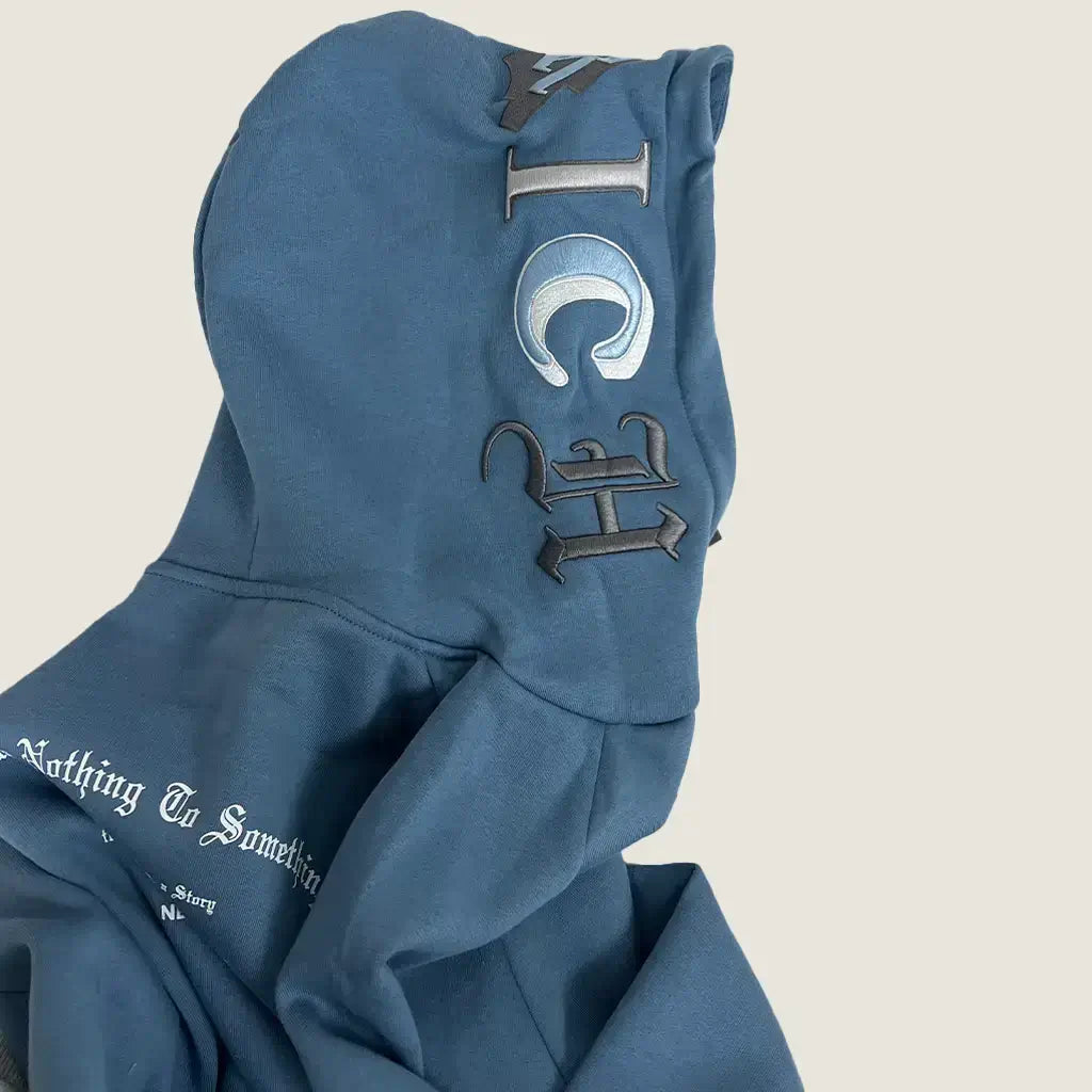 Side Hoodie Detail View of the Hoodrich Heat Blue Hoodie