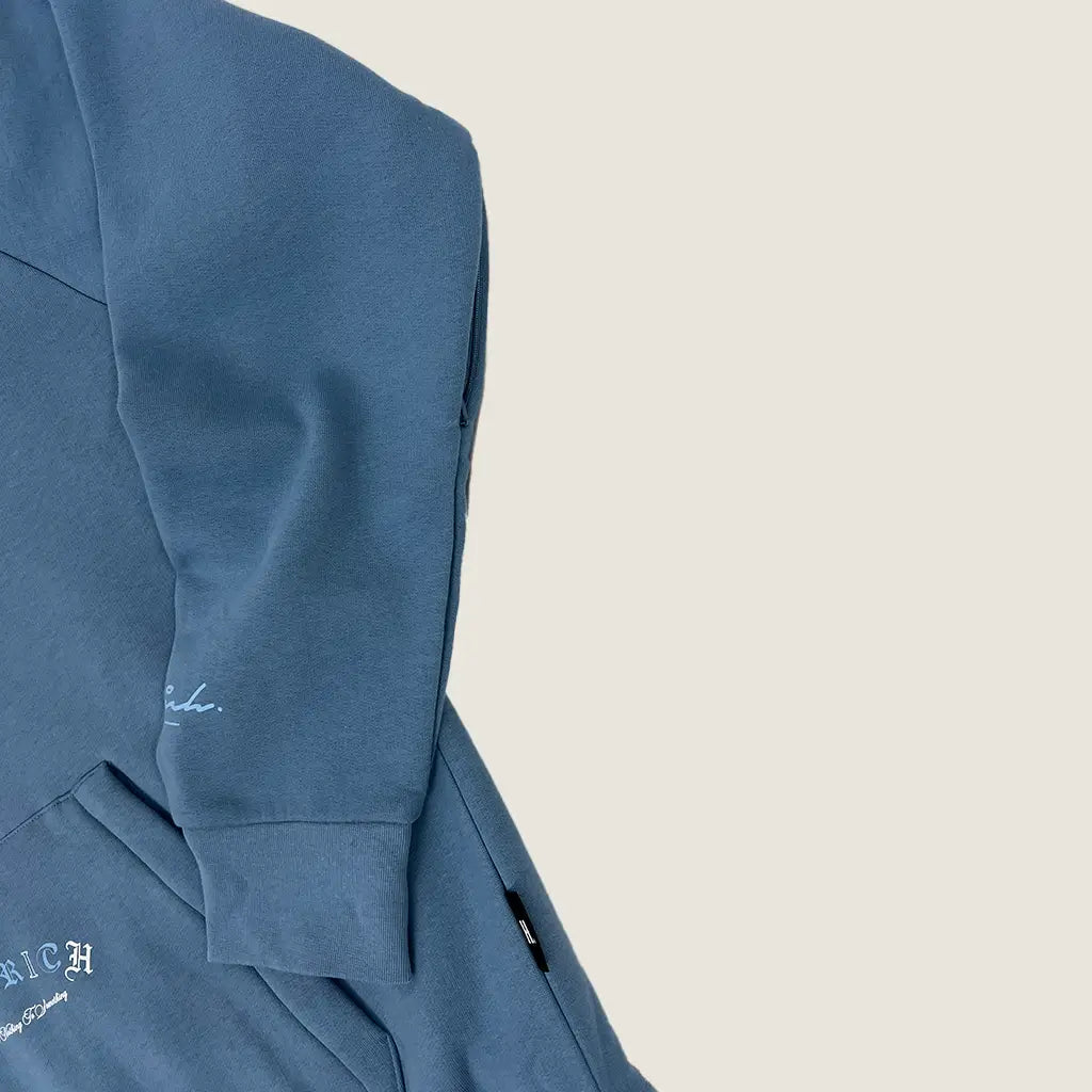 Front Sleeve View of the Hoodrich Heat Blue Hoodie