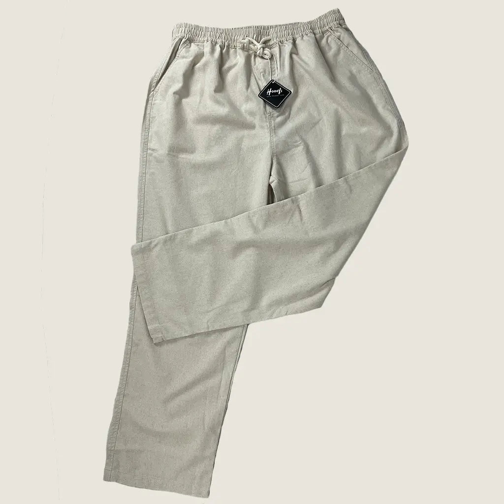 Front View of the Hoooyi Linen Cotton Blend Cropped Pant