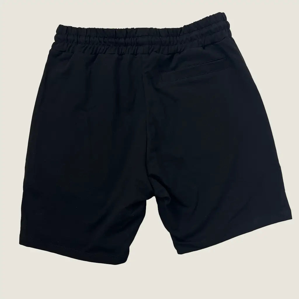 Back View of the The Hustle Clothing & Co. Black Script Logo Shorts