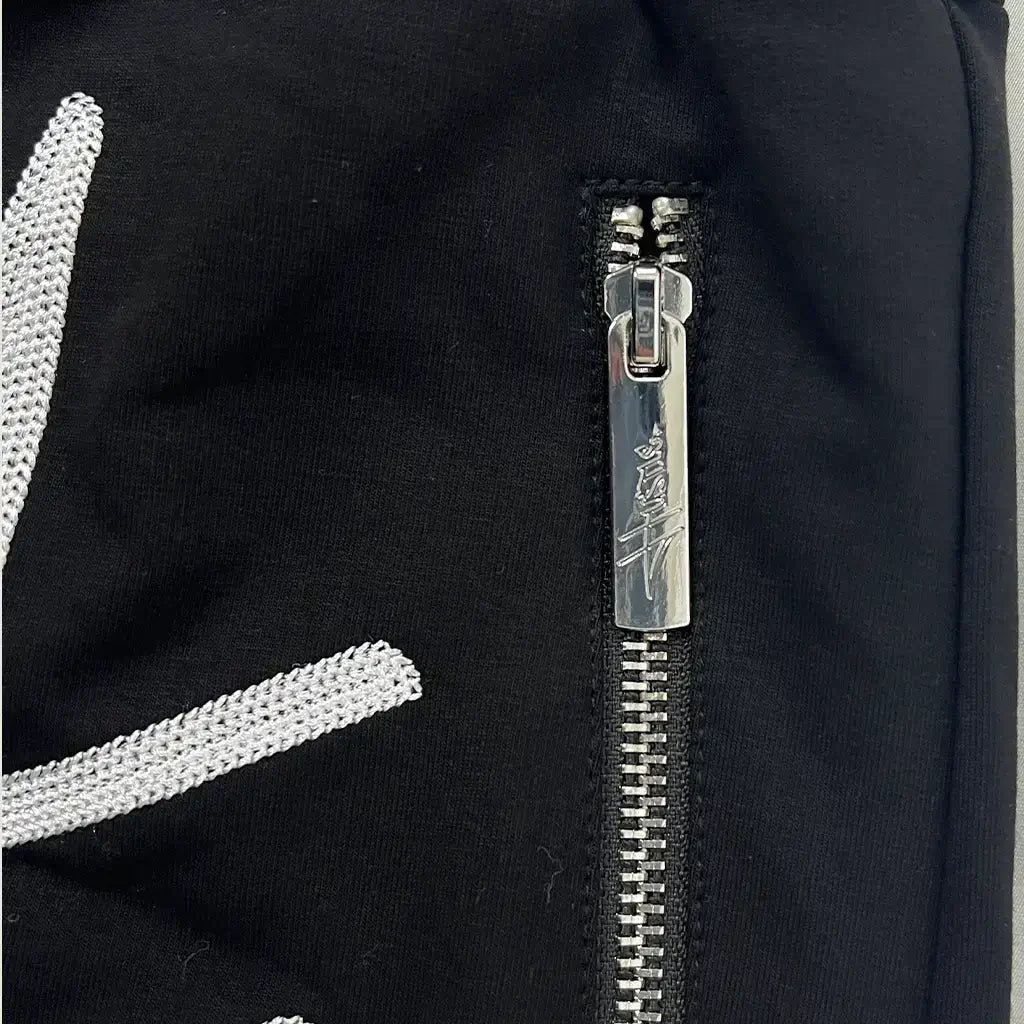 Front Pocket Detail View of the The Hustle Clothing & Co. Black Script Logo Shorts