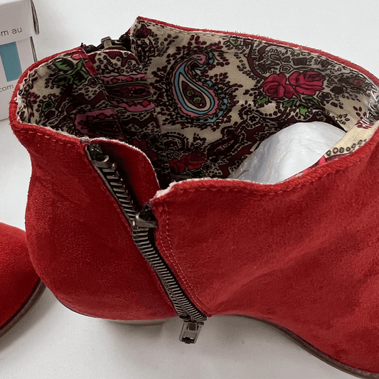 I Love Billy Red Suede Boots Material Inner