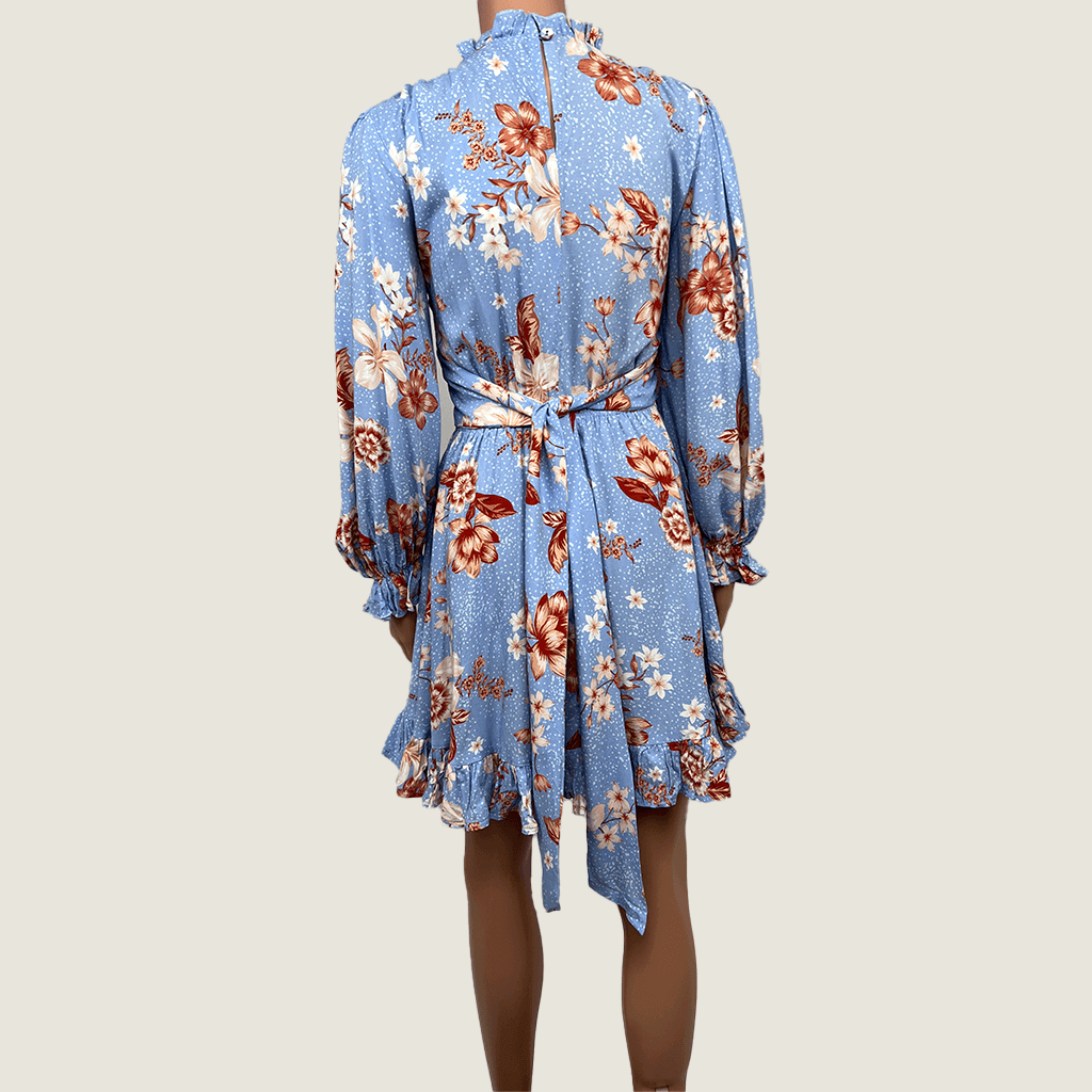 Indikah Long Sleeve Floral Midi Dress Back