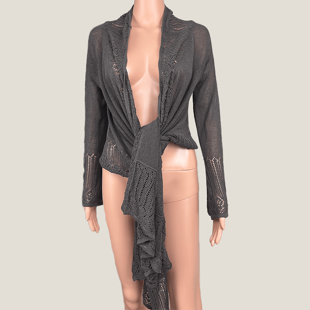 Jeans West Knit Open Cardigan Tied