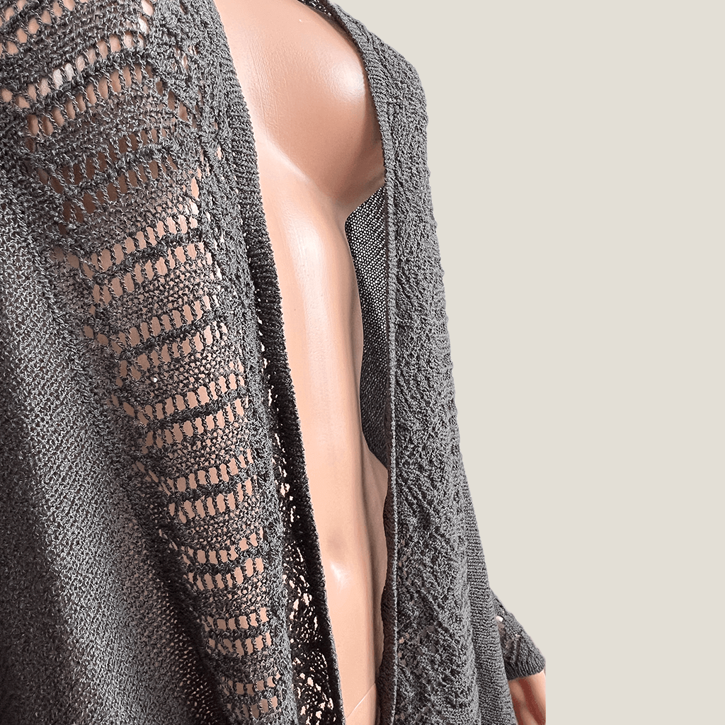 Jeans West Knit Open Cardigan Open Detail