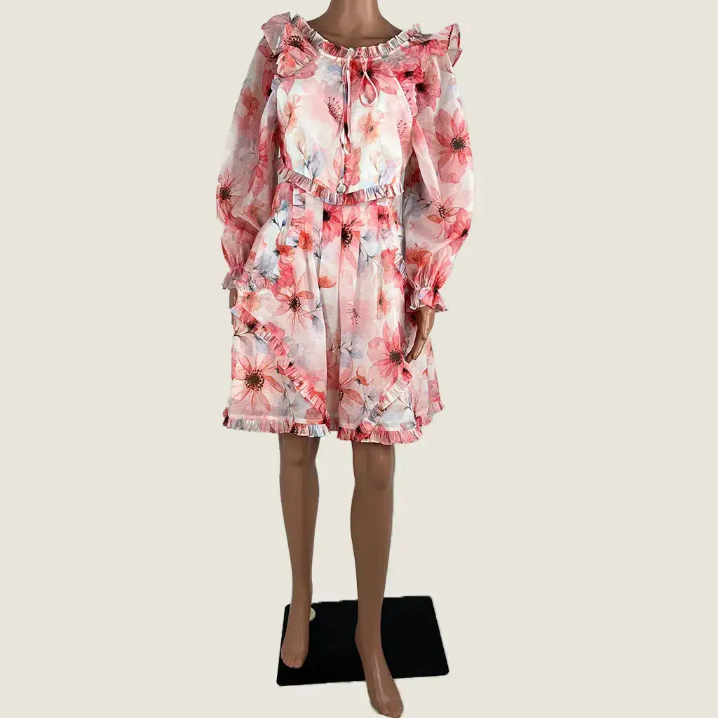 Back view of the Justin Tong La Fleur skirt and top set