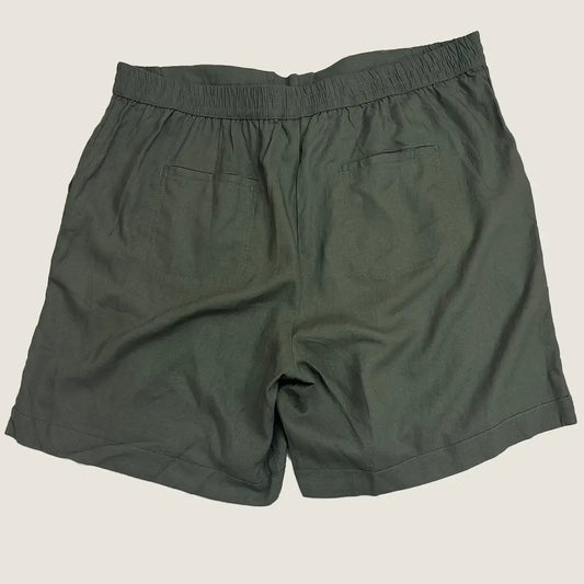Back View of the Katies Linen Blend Tie Front Khaki Short