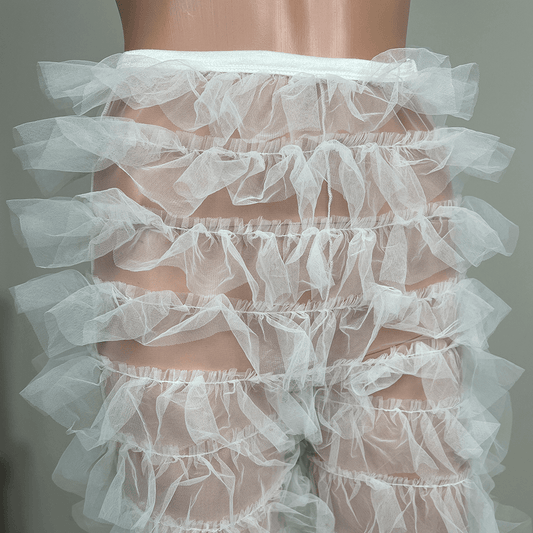 Kiki Riki Sheer Frill Flare Pants Waist Detail