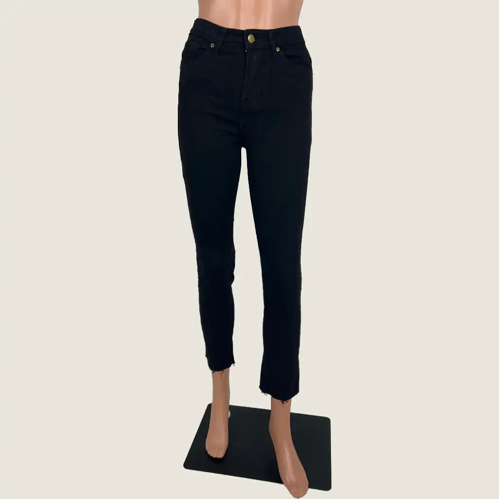 Front View of the Little Lies Black Mid Rise Jeans